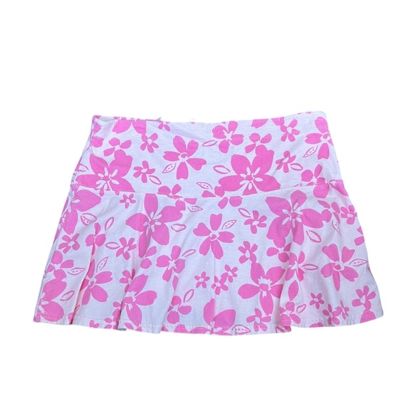 Vintage Y2K Hawaiian Floral Print Mini Skirt Ruffle Hem Small - Picture 2 of 4